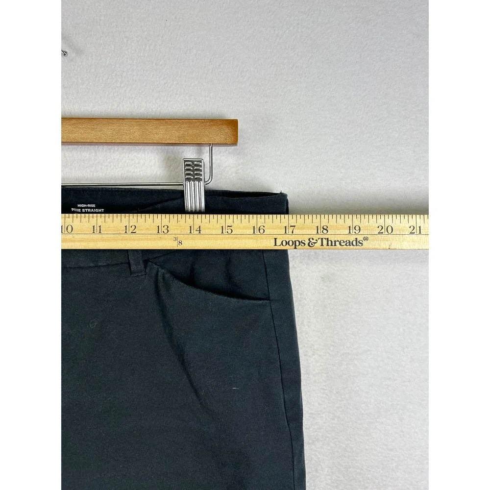 Old Navy Pixie Straight Pants Women 14 Tall Black High Rise Secret Smooth Pocket